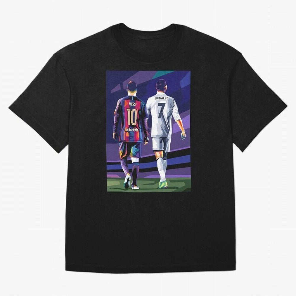 Ronaldo And Messi Oversized T-Shirt Represent Football Lovers during FIFA World Cup 2026 Group Stage for Fans of Neymar and Argentina, Bringing Tournament Hype, Historic Matchups, Family Viewing Parties and Global Sports Pride; Created for Match