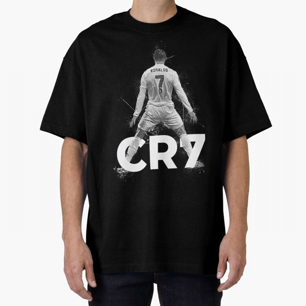 CR7 Ronaldo Celebration Artwork For Football Fans Gift For Soccer Enthusiasts Oversized T-Shirt Feel the Trophy Chase of FIFA World Cup 2026 Group Stage Capturing Neymar, Portugal Energy, Vintage Soccer Flavor, Modern Football Stars, National Flags