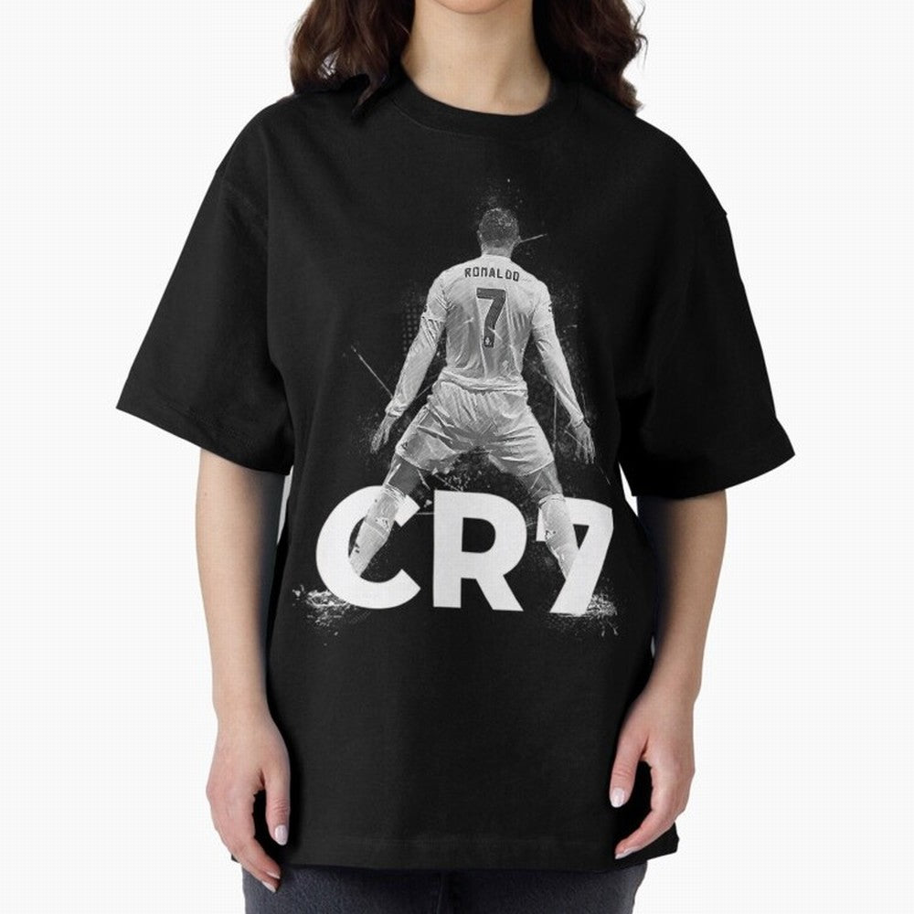CR7 Ronaldo Celebration Artwork For Football Fans Gift For Soccer Enthusiasts Oversized T-Shirt Feel the Trophy Chase of FIFA World Cup 2026 Group Stage Capturing Neymar, Portugal Energy, Vintage Soccer Flavor, Modern Football Stars, National Flags