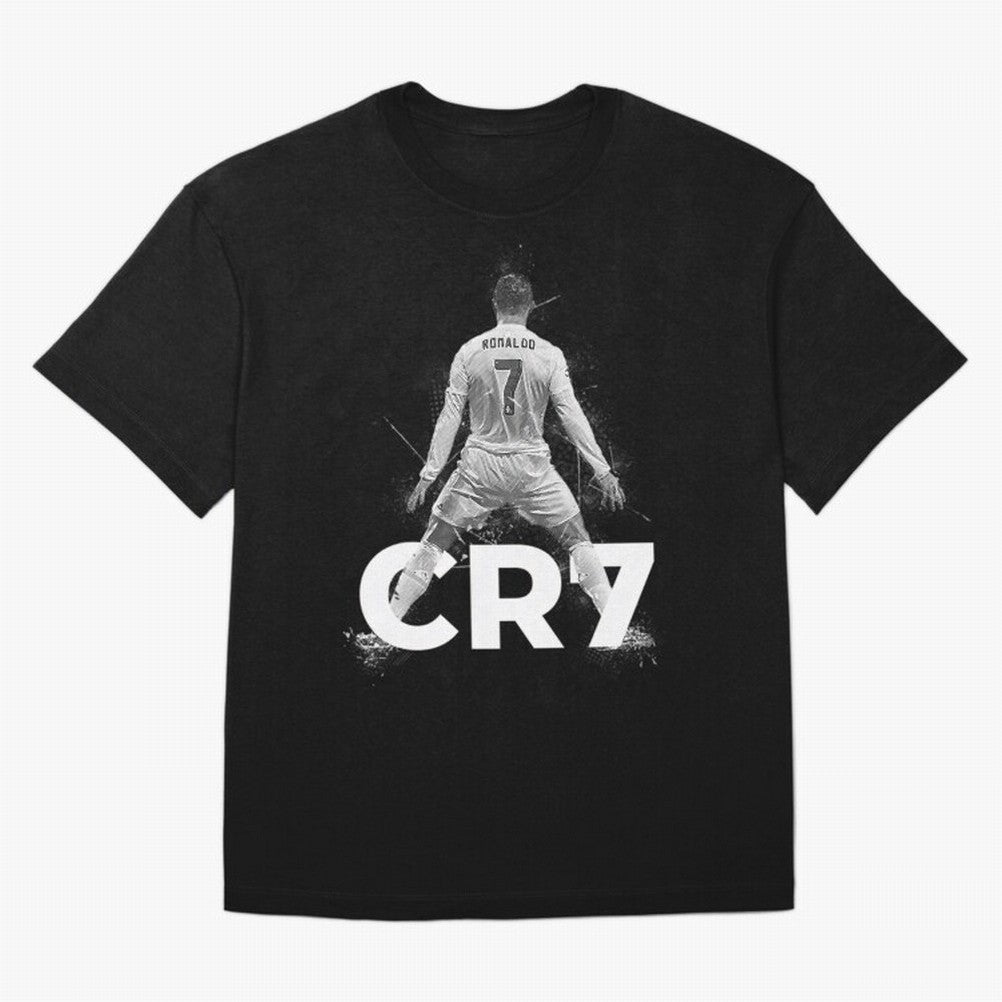 CR7 Ronaldo Celebration Artwork For Football Fans Gift For Soccer Enthusiasts Oversized T-Shirt Feel the Trophy Chase of FIFA World Cup 2026 Group Stage Capturing Neymar, Portugal Energy, Vintage Soccer Flavor, Modern Football Stars, National Flags