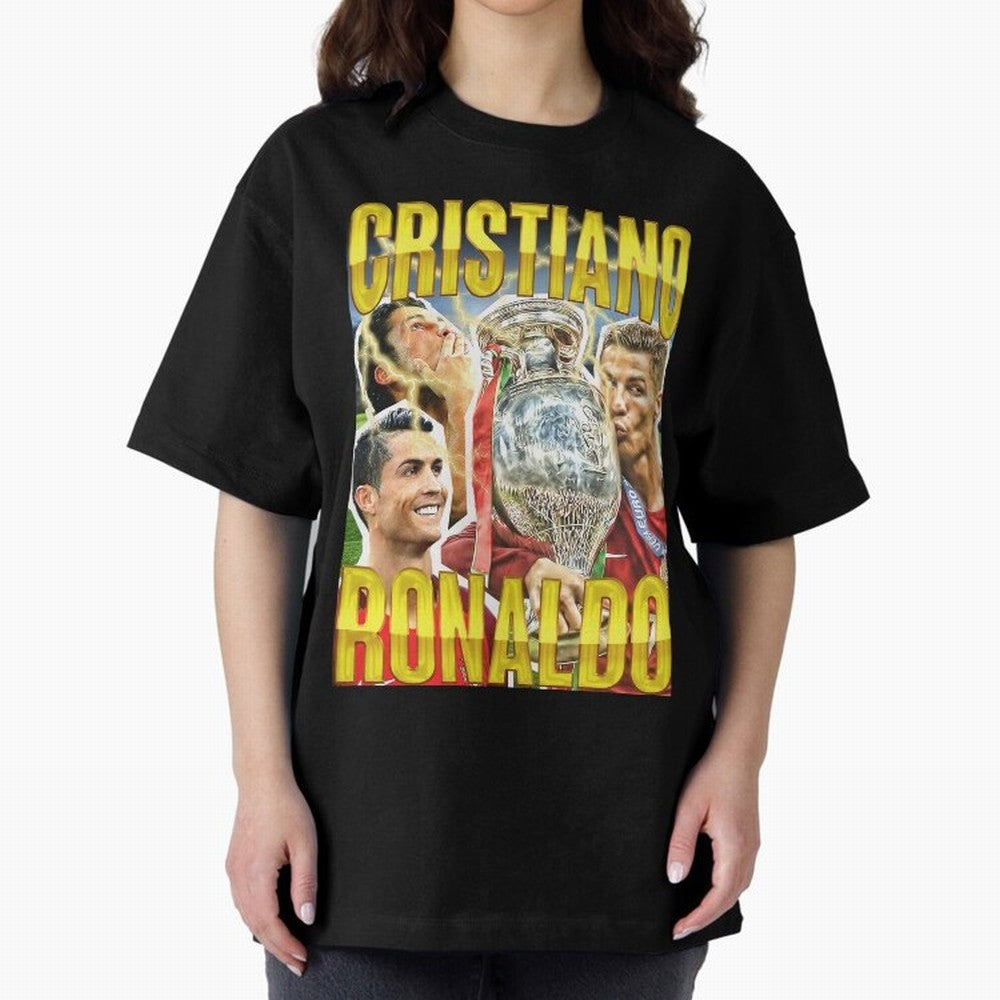 Ronaldo Siuuu Celebration Silhouette Design For Football Fans, Gift For Soccer Enthusiasts Oversized T-Shirt Celebrate Football Dreams Across Global Football Passion for FIFA World Cup 2026, Connected to Cristiano Ronaldo, Haaland and CR7, France
