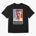 Ronaldo Poster Style Pop Art Design For Football Fans Gift For Soccer Enthusiasts Oversized T-Shirt Mark Global Football Passion for FIFA World Cup 2026 USA Canada Mexico, Highlighting Messi and Cristiano Ronaldo, Argentina, France and Brazil,