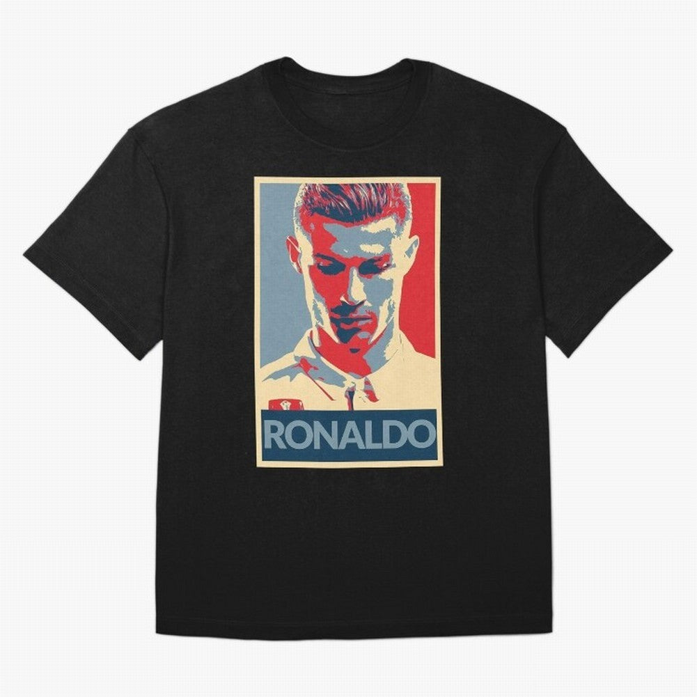 Ronaldo Poster Style Pop Art Design For Football Fans Gift For Soccer Enthusiasts Oversized T-Shirt Mark Global Football Passion for FIFA World Cup 2026 USA Canada Mexico, Highlighting Messi and Cristiano Ronaldo, Argentina, France and Brazil,