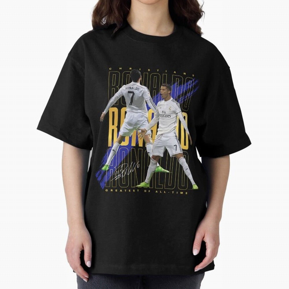 Ronaldo Soccer Legend Design For Football Fans Gift For Sports Enthusiasts Oversized T-Shirt Join Supporters Worldwide for FIFA World Cup 2026 USA Canada Mexico Spirit, with Spain, Neymar, Football History, Final Match Energy, Crowd Noise and Once