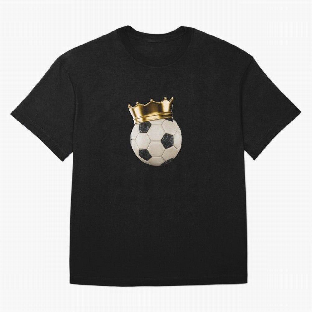 Soccer Ball with Kings Crown, Sticker Illustration Oversized T-Shirt Honor the Beautiful Game during FIFA World Cup 2026 Group Stage for Fans of Cristiano Ronaldo, Haaland and CR7 and Portugal, Bringing Match Day Excitement, Supporter Culture,