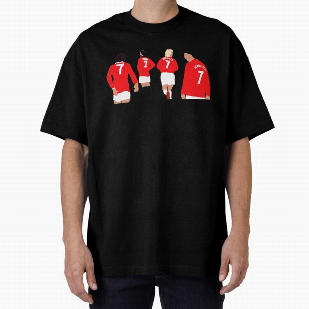Manchester United Legends Number 7 Best Cantona Beckham Ronaldo Poster Oversized T-Shirt Celebrate the Stars of the FIFA World Cup 2026 USA Canada Mexico Journey through Mbappe and Neymar Highlights, Spain and Netherlands Pride, Classic Soccer