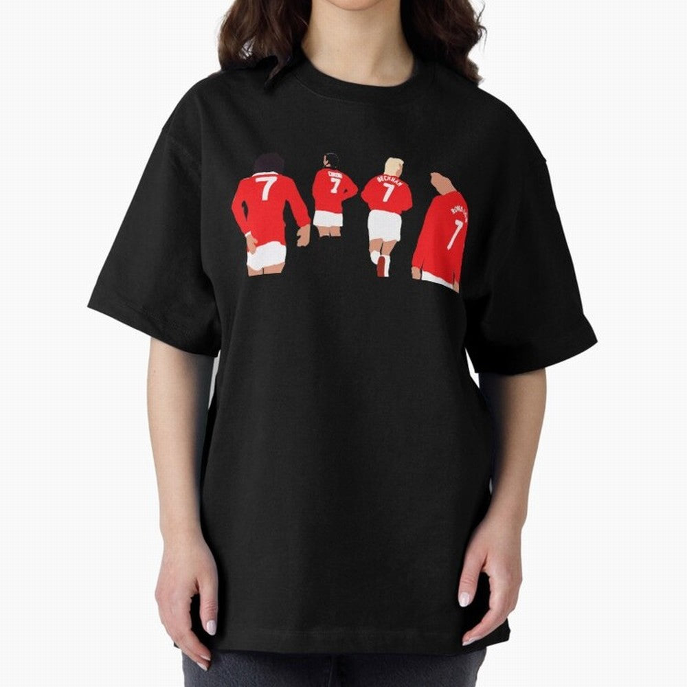 Manchester United Legends Number 7 Best Cantona Beckham Ronaldo Poster Oversized T-Shirt Celebrate the Stars of the FIFA World Cup 2026 USA Canada Mexico Journey through Mbappe and Neymar Highlights, Spain and Netherlands Pride, Classic Soccer