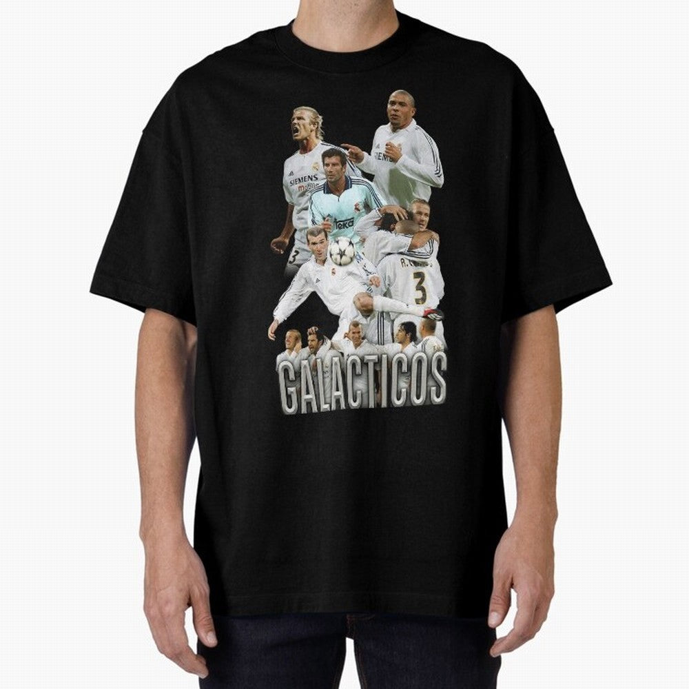 Real Madrid Galacticos Soccer Legends Collage Poster Oversized T-Shirt Refresh FIFA World Cup 2026 Group Stage Made for Neymar, England, France and Netherlands Energy, Football History, Final Match Energy, Crowd Noise and Once in a Lifetime
