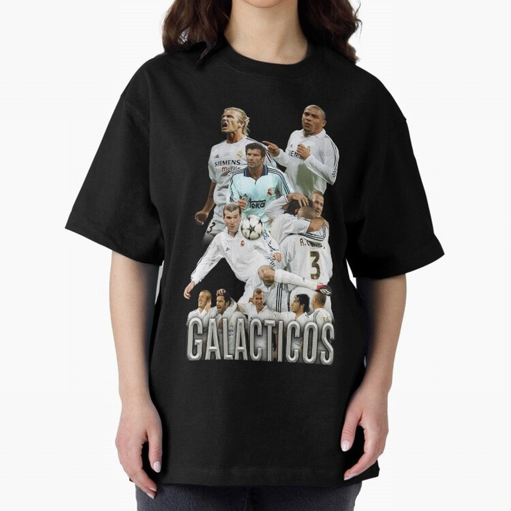 Real Madrid Galacticos Soccer Legends Collage Poster Oversized T-Shirt Refresh FIFA World Cup 2026 Group Stage Made for Neymar, England, France and Netherlands Energy, Football History, Final Match Energy, Crowd Noise and Once in a Lifetime