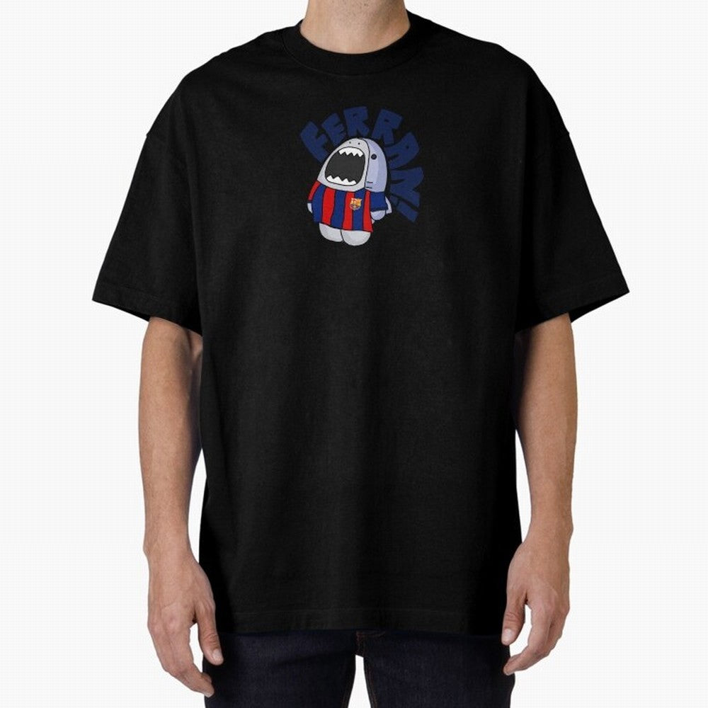 Ferran shark sticker Oversized T-Shirt Fuel Your Fan Pride for Global Football Passion for FIFA World Cup 2026 USA Canada Mexico, Filled with CR7 and Messi, France and Portugal, Sports Nostalgia, International Competition, Famous Players and