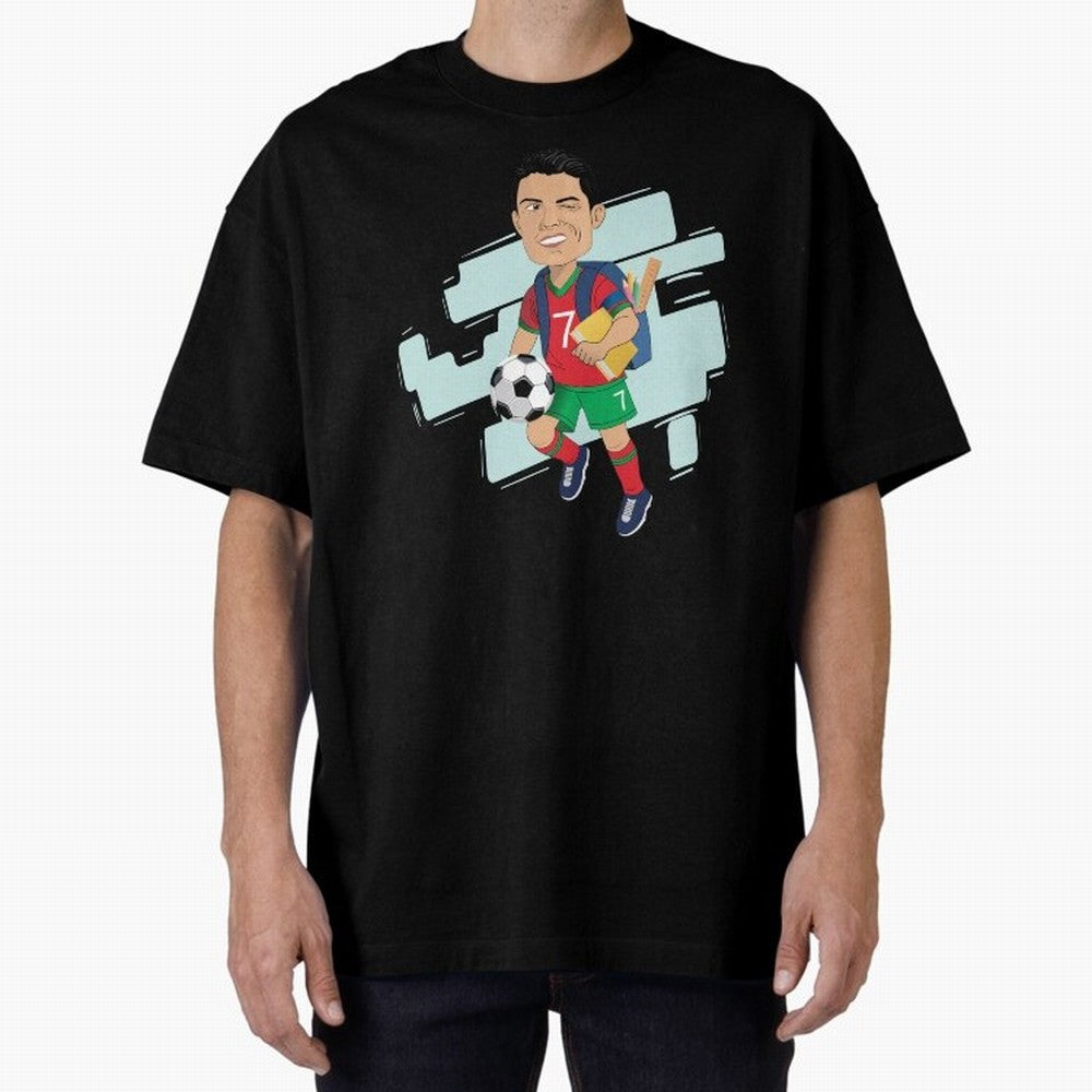 BACK TO SCHOOL - CARICATURE - CHRISTIANO - RONALDO Oversized T-Shirt Celebrate Every Goal in FIFA World Cup 2026 USA Canada Mexico Spirit, Inspired by Argentina and Brazil, Mbappe, Football History, Final Match Energy, Crowd Noise and Once in a