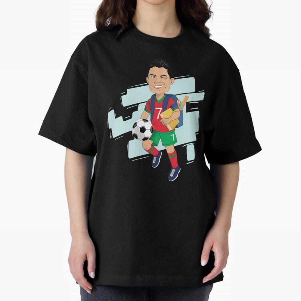 BACK TO SCHOOL - CARICATURE - CHRISTIANO - RONALDO Oversized T-Shirt Celebrate Every Goal in FIFA World Cup 2026 USA Canada Mexico Spirit, Inspired by Argentina and Brazil, Mbappe, Football History, Final Match Energy, Crowd Noise and Once in a