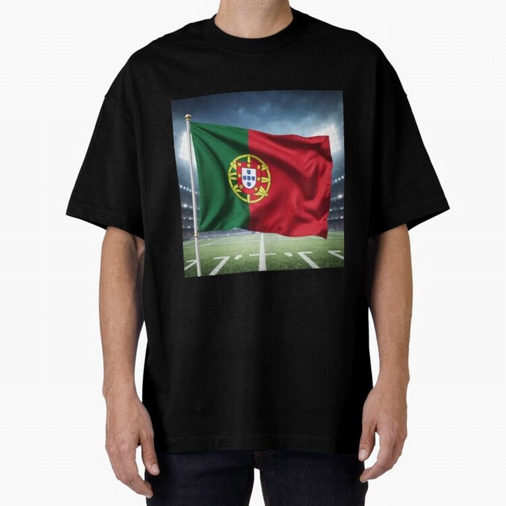 Portugal Flag 3D Football Design ¨C Supporters Portugal Oversized T-Shirt Make Game Day About FIFA World Cup 2026 with Cristiano Ronaldo, Argentina, France and Brazil Energy, Supporter Pride, Iconic Celebrations, Legendary Names and Global Match