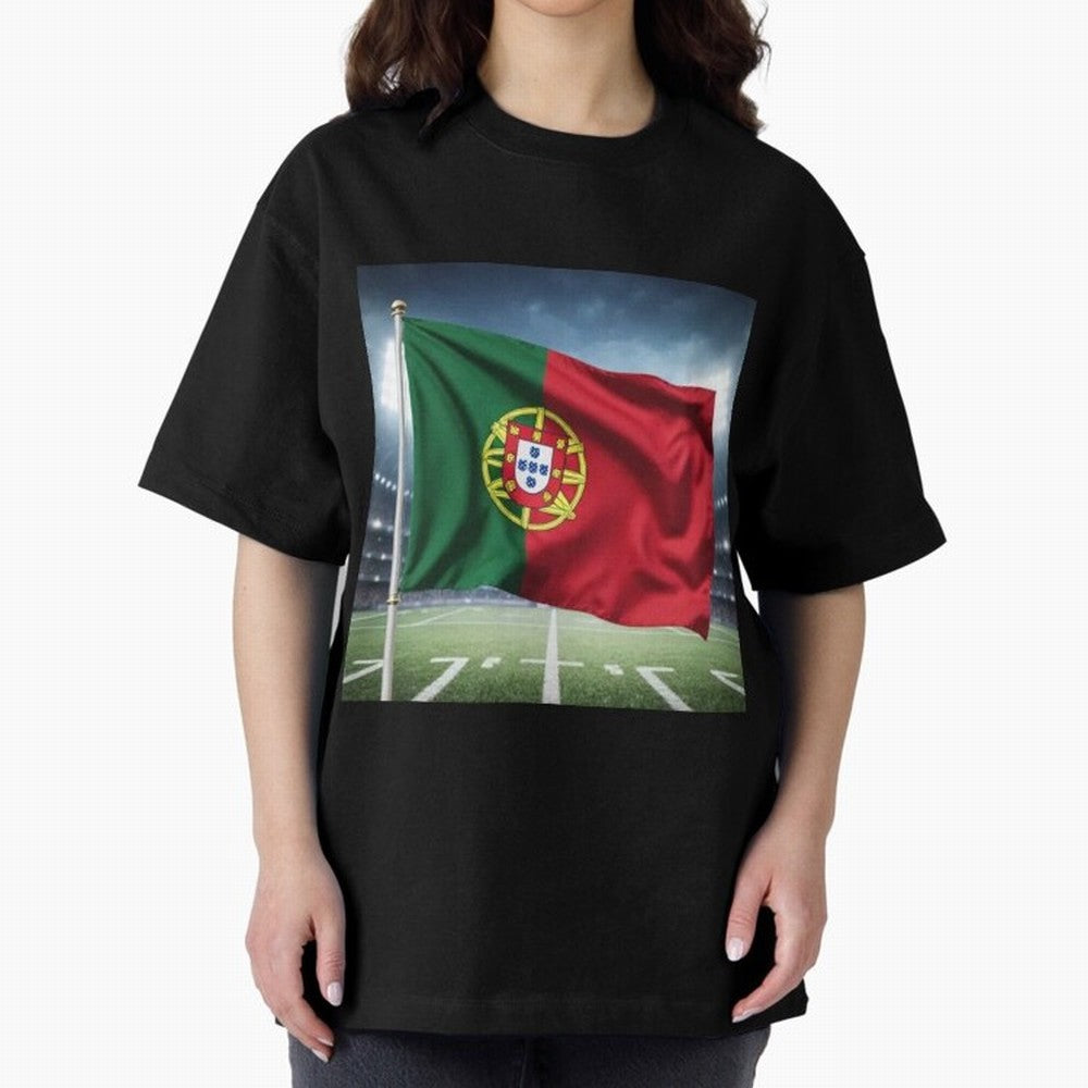 Portugal Flag 3D Football Design ¨C Supporters Portugal Oversized T-Shirt Make Game Day About FIFA World Cup 2026 with Cristiano Ronaldo, Argentina, France and Brazil Energy, Supporter Pride, Iconic Celebrations, Legendary Names and Global Match
