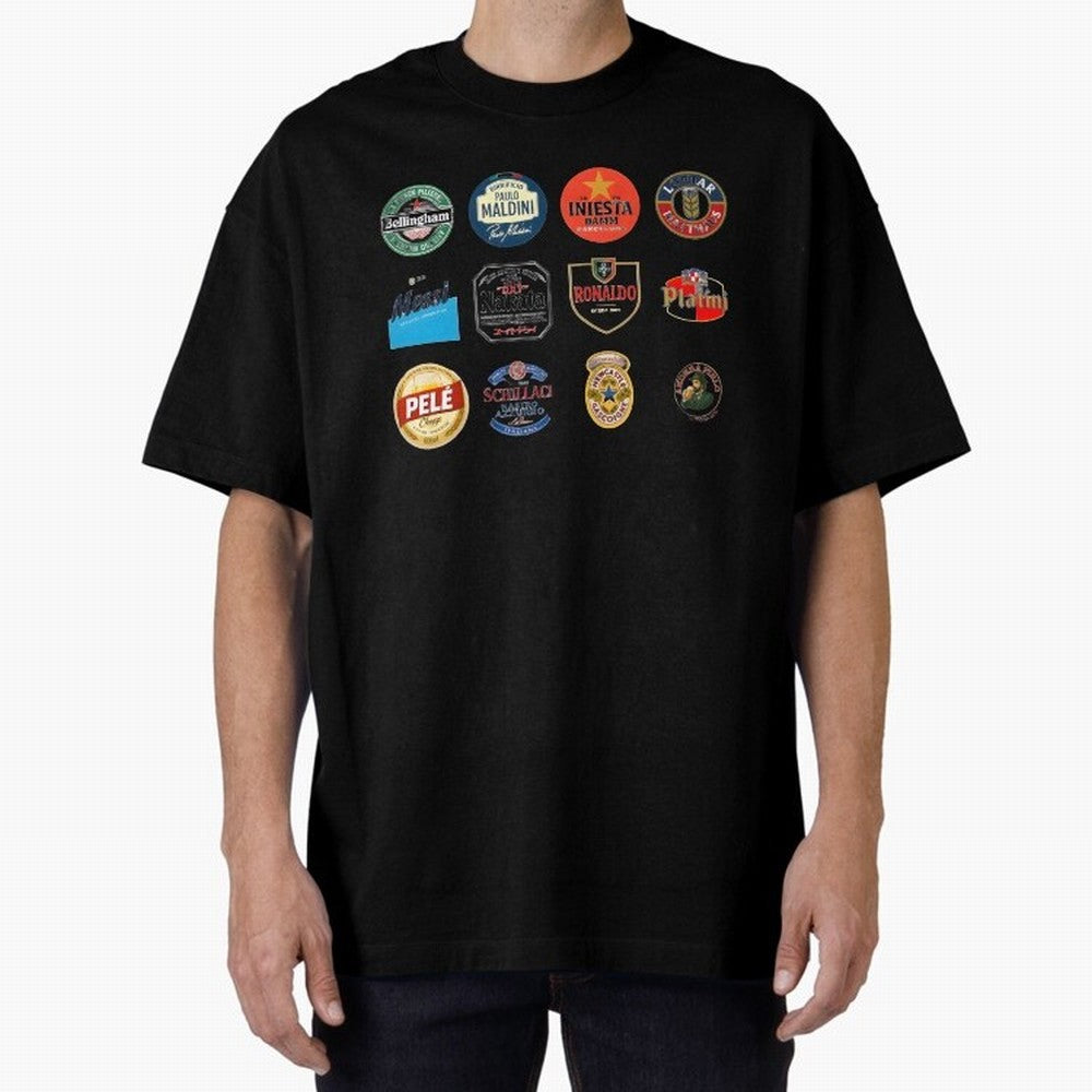 Legendary Lager Lineup ¨C Football Icons as Beer Labels (Sticker Set / Poster) Oversized T-Shirt Refresh FIFA World Cup 2026 Group Stage for Fans of CR7 and Spain and Netherlands, Bringing Soccer Culture, Superstar Moments, National Team Dreams and