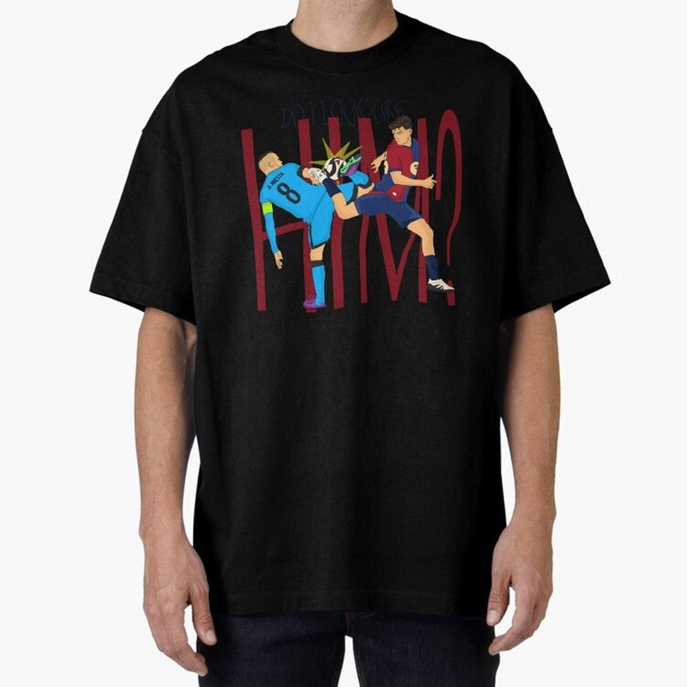 Iniesta and pedri the past and present Oversized T-Shirt Follow the Road to the FIFA World Cup 2026 USA Canada Mexico Journey through Messi, Neymar and Mbappe Highlights, England, France and Netherlands Pride, Vintage Soccer Flavor, Modern Football