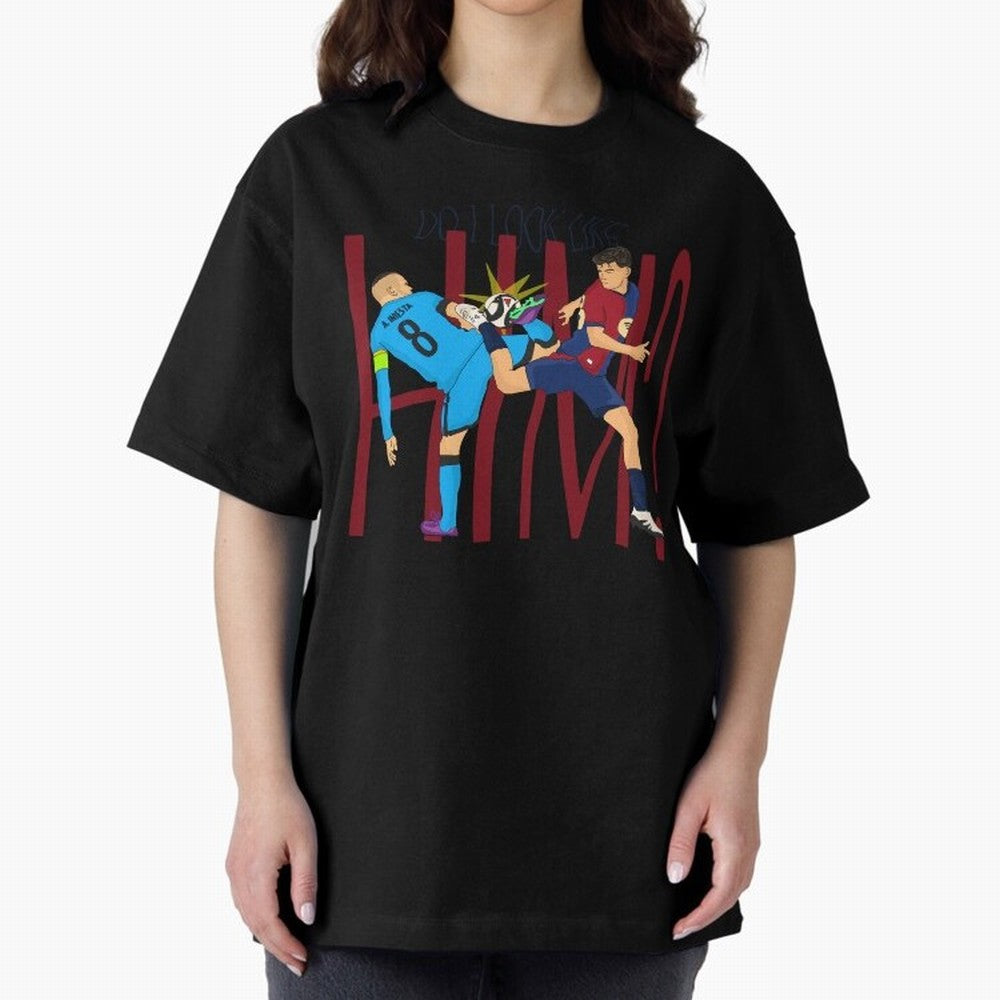 Iniesta and pedri the past and present Oversized T-Shirt Follow the Road to the FIFA World Cup 2026 USA Canada Mexico Journey through Messi, Neymar and Mbappe Highlights, England, France and Netherlands Pride, Vintage Soccer Flavor, Modern Football