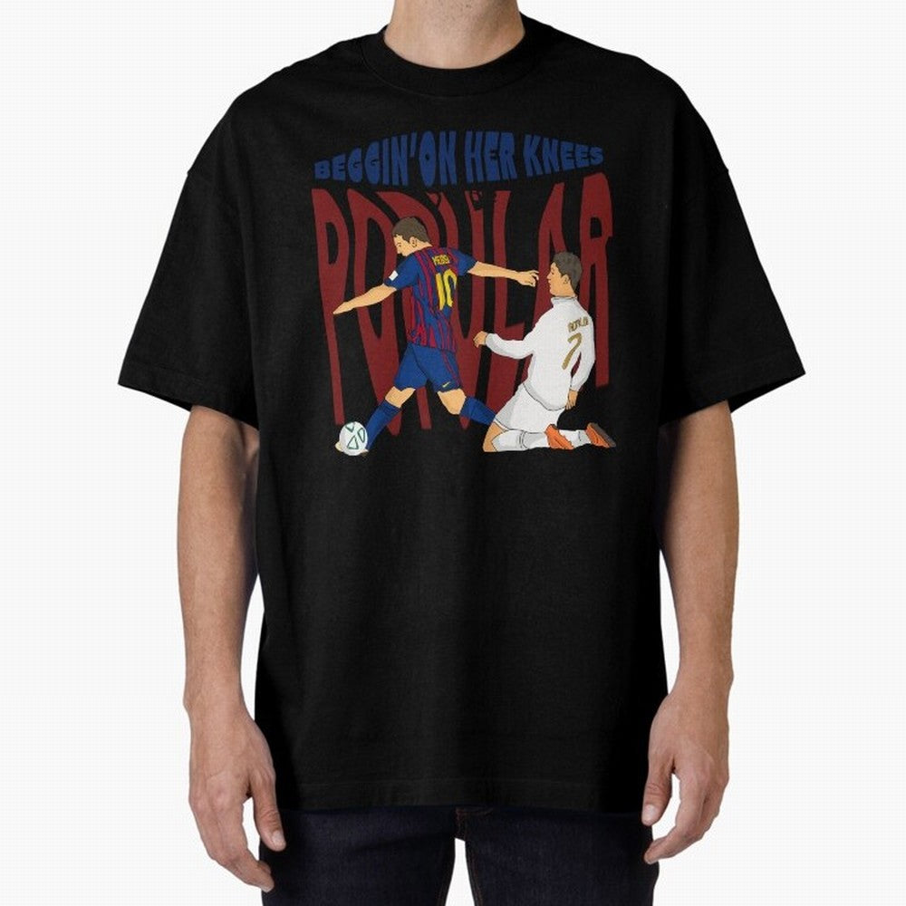 Messi and Ronaldo elclassico moment Oversized T-Shirt Honor the Beautiful Game during the FIFA World Cup 2026 Group Stage Journey through CR7 Highlights, France Pride, Vintage Soccer Flavor, Modern Football Stars, National Flags and Final Night