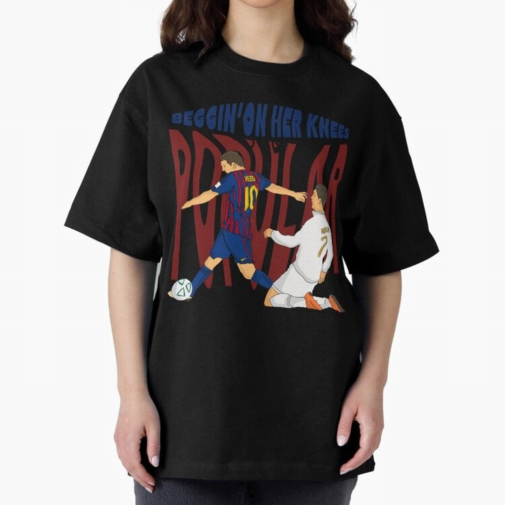 Messi and Ronaldo elclassico moment Oversized T-Shirt Honor the Beautiful Game during the FIFA World Cup 2026 Group Stage Journey through CR7 Highlights, France Pride, Vintage Soccer Flavor, Modern Football Stars, National Flags and Final Night
