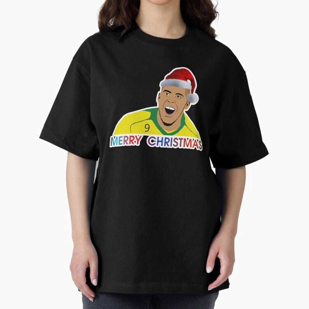Ronaldo Christmas illustration Oversized T-Shirt Make Every Kick Count in FIFA World Cup 2026 USA Canada Mexico Celebrating Haaland, Netherlands Energy, Match Day Excitement, Supporter Culture, Golden Goals and Global Football Passion; Ideal for