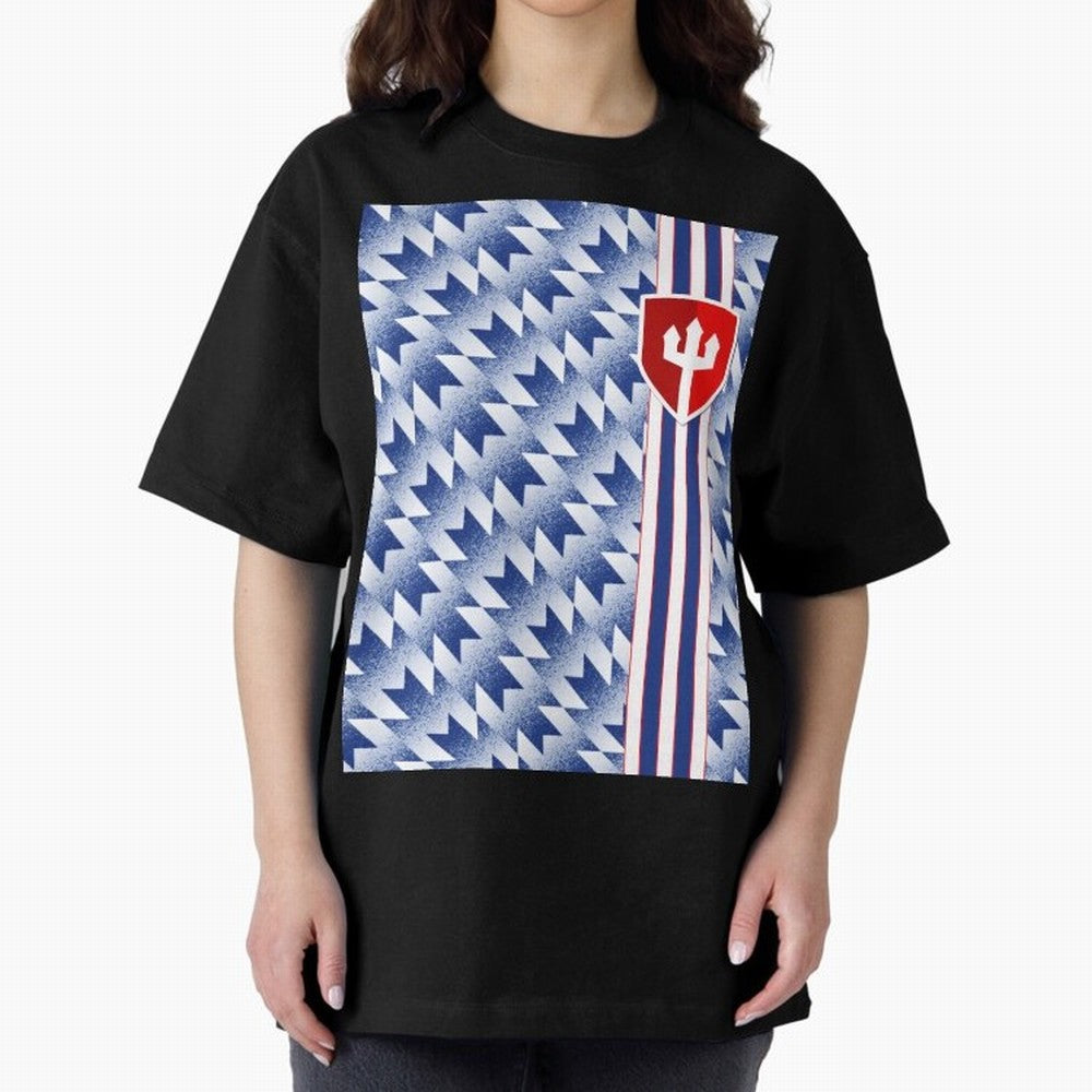 Manchester United 94 Away Jersey Pattern Oversized T-Shirt Stand Out with Spirit from FIFA World Cup 2026 Group Stage Capturing Messi, Portugal, Spain and Germany Energy, Vintage Soccer Flavor, Modern Football Stars, National Flags and Final Night