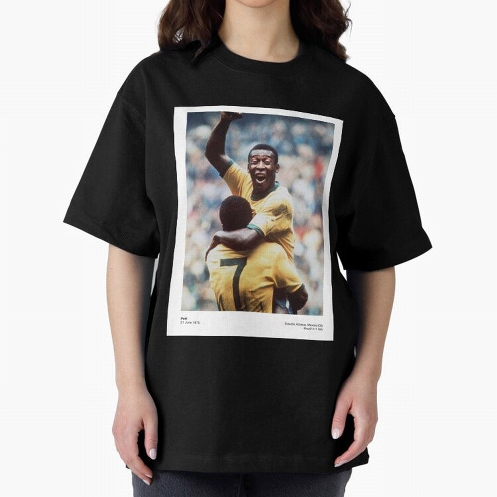 Pele Oversized T-Shirt Bring a Vintage Feel to FIFA World Cup 2026 Spirit, Featuring France and Portugal, Messi, CR7 and Mbappe, Football History, Final Match Energy, Crowd Noise and Once in a Lifetime Moments; Perfect for Fans, Collectors, Family