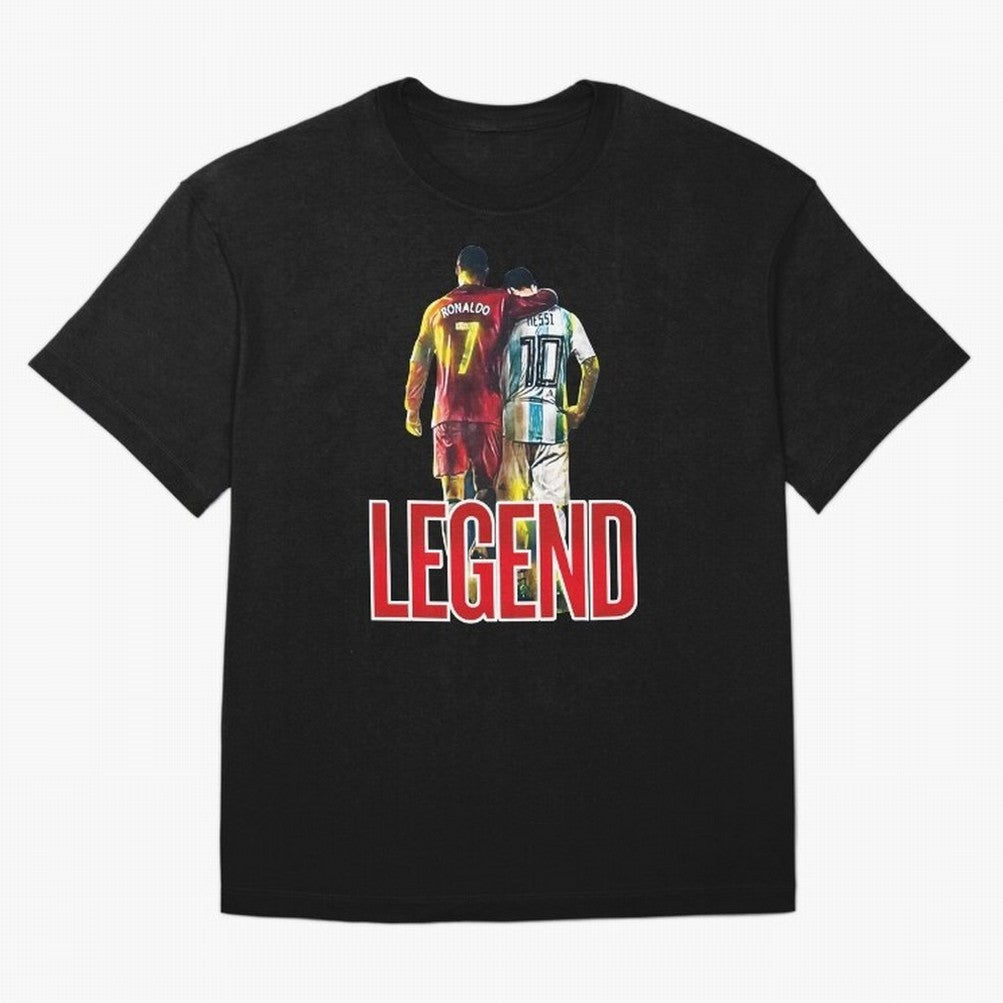 LEGEND MESSI & RONALDO POSTER Oversized T-Shirt Remember Iconic Moments from the FIFA World Cup 2026 Group Stage Journey through Cristiano Ronaldo Highlights, Argentina, France and Brazil Pride, Soccer Culture, Superstar Moments, National Team