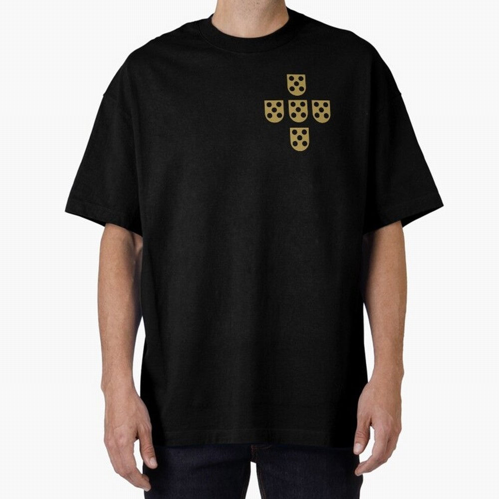 Quinas Portugal Gold B Oversized T-Shirt Live for the Drama of FIFA World Cup 2026 USA Canada Mexico Spirit, with Brazil, Portugal and Argentina, Neymar, Haaland and Cristiano Ronaldo, Stadium Memories, Football Loyalty, International Chants and
