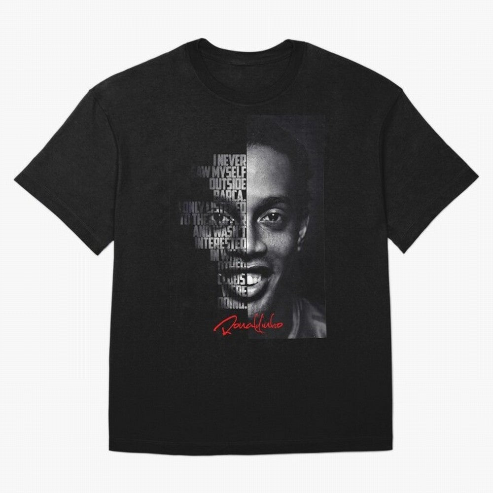 Black and white Ronaldinho quote. Oversized T-Shirt Enjoy the Biggest Football Party of FIFA World Cup 2026 Group Stage with Neymar, France Energy, Football History, Final Match Energy, Crowd Noise and Once in a Lifetime Moments; Ideal for Football