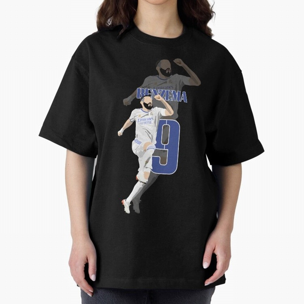 Karim Benzema 9 Oversized T-Shirt Relive the Noise and Pride of FIFA World Cup 2026 Group Stage Spirit, Driven by Spain, Mbappe, Sports Nostalgia, International Competition, Famous Players and Unforgettable Victories; Created for Match Day Parties,