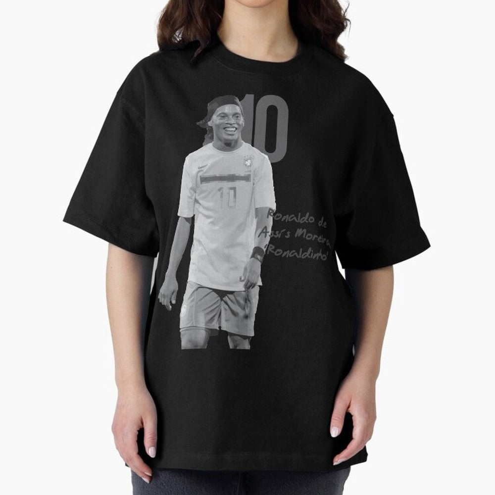 Ronaldo de Assis Moreira Ronaldinho Oversized T-Shirt Honor Football Greatness during FIFA World Cup 2026 Group Stage Spirit, Built around Brazil, Haaland and Mbappe, Championship Spirit, Famous Goals, Roaring Crowds and International Football