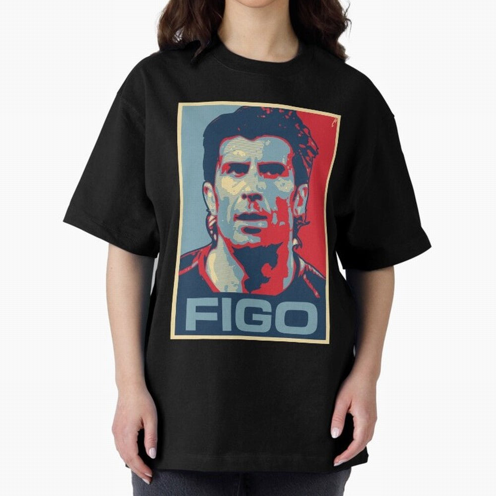 Figo Oversized T-Shirt Show Passion for the Stars of FIFA World Cup 2026 Group Stage for Fans of Mbappe and Argentina, France and Brazil, Bringing Global Supporter Spirit, Legendary Goals, National Colors and Tournament Celebration; Ideal for