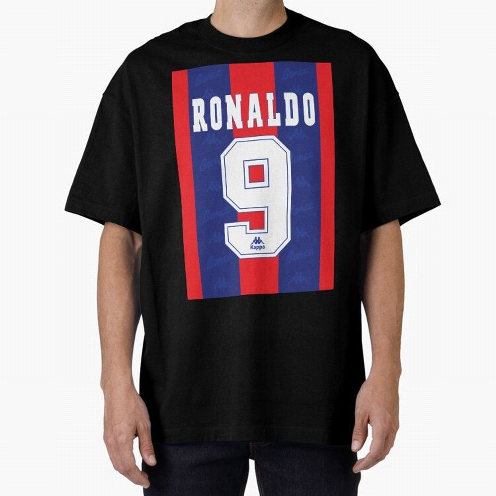 Barcelona Vintage Shirt 1995 Ronaldo 9 Oversized T-Shirt Show Passion for the Stars of Global Football Passion for FIFA World Cup 2026 Group Stage, Capturing CR7, Argentina and Brazil, Goal Celebration Energy, Supporter Heritage, Football Icons and