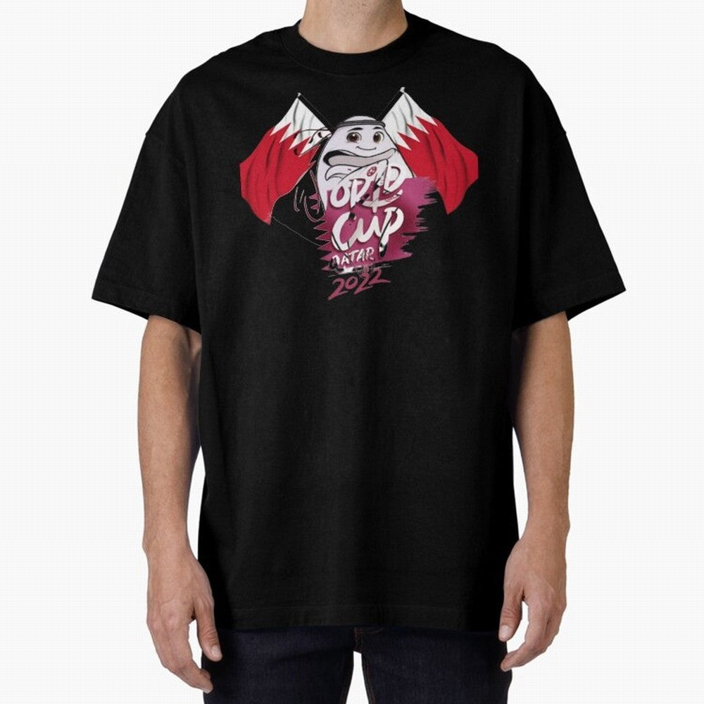 qatar mascot Oversized T-Shirt Celebrate Football Dreams Across Match Day Hype around FIFA World Cup 2026 USA Canada Mexico, Messi, CR7 and Mbappe, Argentina and Brazil, Tournament Hype, Historic Matchups, Family Viewing Parties and Global Sports