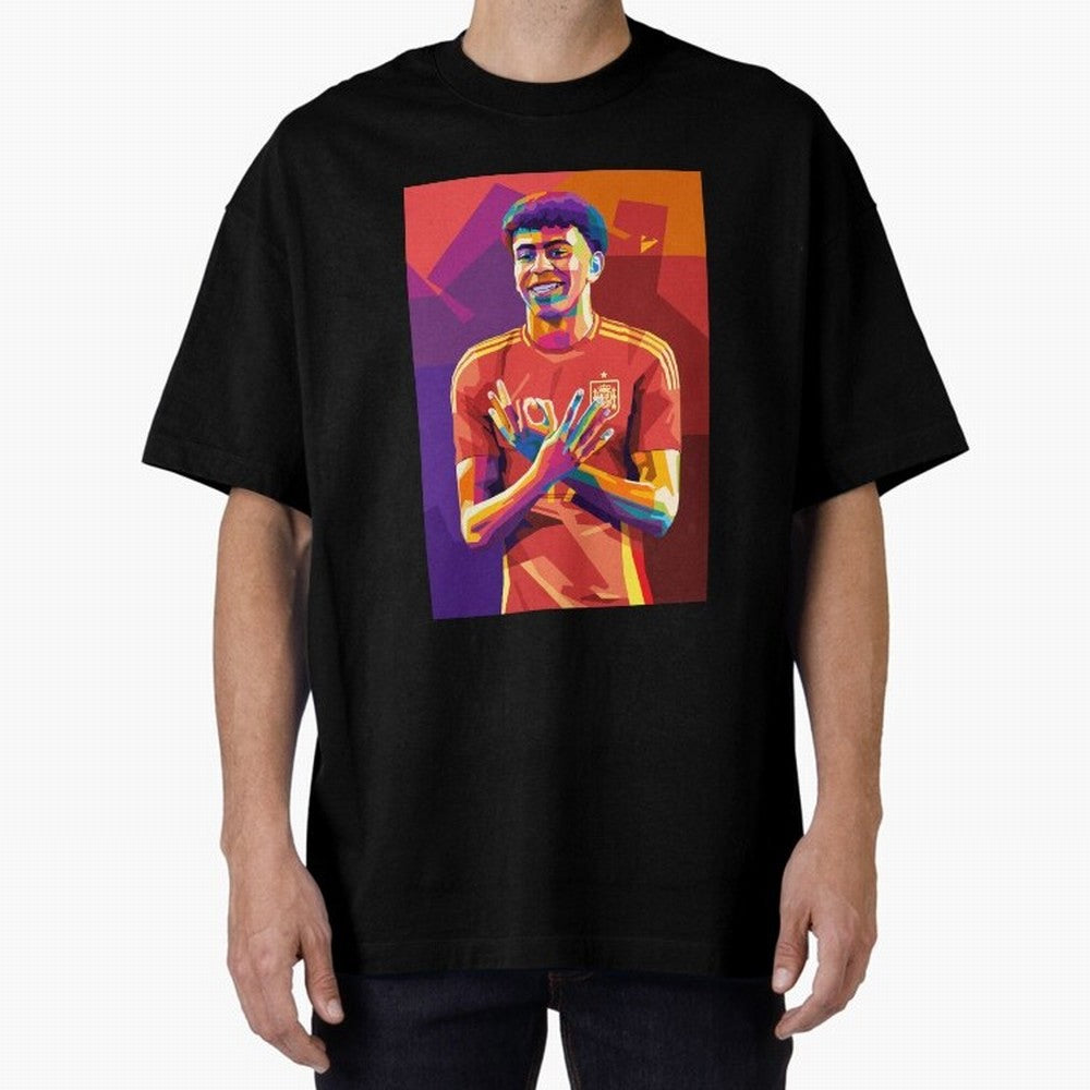 Lamine Yamal Spain Oversized T-Shirt Back the Journey through FIFA World Cup 2026 Group Stage Spirit, Capturing France and Portugal, Messi and Cristiano Ronaldo, Worldwide Fan Energy, Dramatic Goals, Stadium Lights and Championship Celebrations;