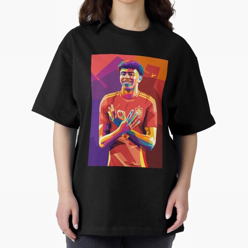 Lamine Yamal Spain Oversized T-Shirt Back the Journey through FIFA World Cup 2026 Group Stage Spirit, Capturing France and Portugal, Messi and Cristiano Ronaldo, Worldwide Fan Energy, Dramatic Goals, Stadium Lights and Championship Celebrations;