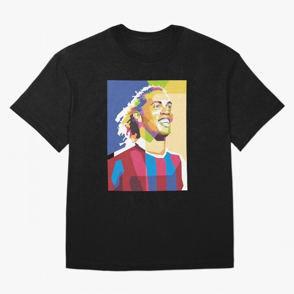 Ronaldinho in Pop Art Portrait Style Oversized T-Shirt Treasure FIFA World Cup 2026 USA Canada Mexico Spirit, Centered on England, Messi, Champion Mindset, Group Stage Buzz, Knockout Tension and Passionate Fan Culture; Ideal for Fans Who Follow