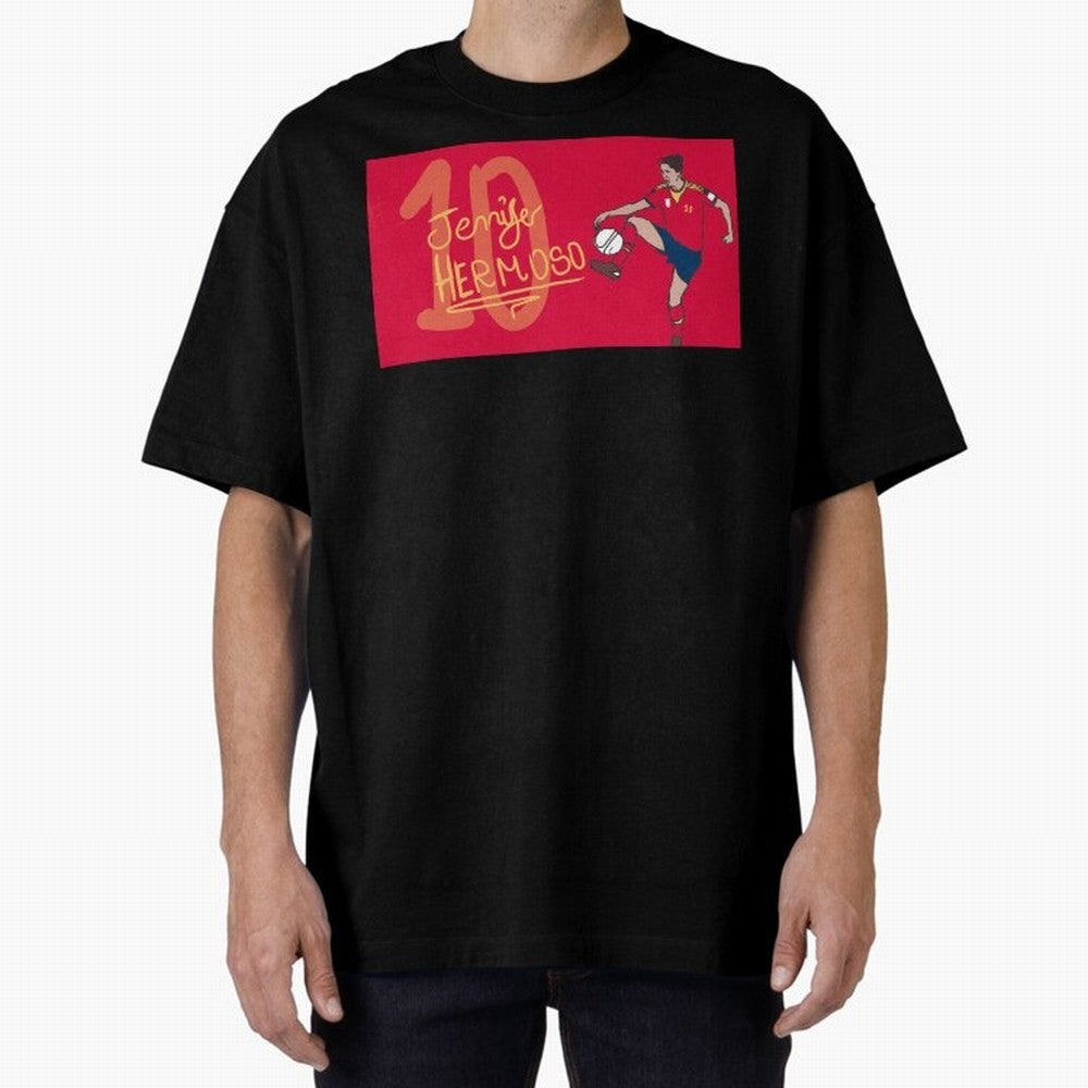 Jennifer Hermoso Oversized T-Shirt Mark Global Football Passion for FIFA World Cup 2026 USA Canada Mexico, Highlighting Messi and Cristiano Ronaldo, Argentina, France and Brazil, Champion Mindset, Group Stage Buzz, Knockout Tension and Passionate
