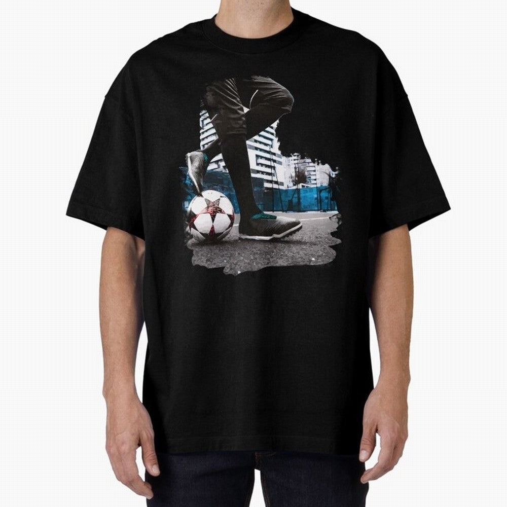 Street Soccer in my Hood Oversized T-Shirt Celebrate Fan Favorites in Global Football Passion for FIFA World Cup 2026, Featuring Neymar, Haaland and Cristiano Ronaldo, Portugal, Sports Nostalgia, International Competition, Famous Players and