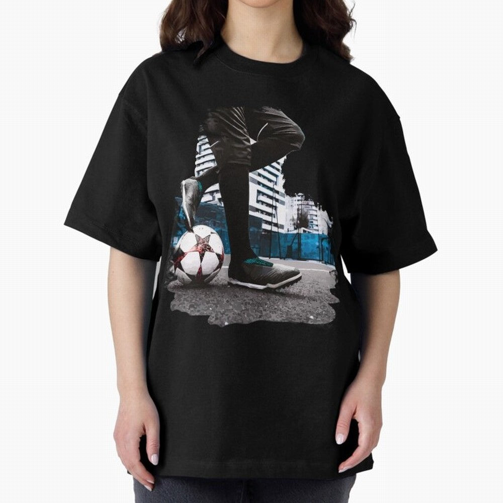 Street Soccer in my Hood Oversized T-Shirt Celebrate Fan Favorites in Global Football Passion for FIFA World Cup 2026, Featuring Neymar, Haaland and Cristiano Ronaldo, Portugal, Sports Nostalgia, International Competition, Famous Players and