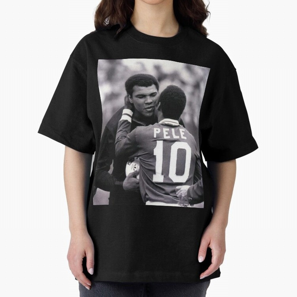 The Boxing Legend Meet The Football Legend Poster Oversized T-Shirt Relive the Noise and Pride of FIFA World Cup 2026 USA Canada Mexico with Messi and Cristiano Ronaldo, Argentina Energy, Stadium Chants, National Pride, Trophy Dreams and