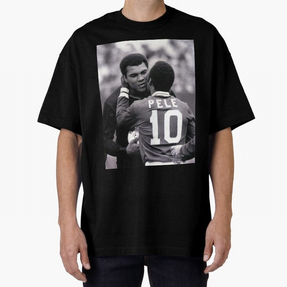 The Boxing Legend Meet The Football Legend Poster Oversized T-Shirt Relive the Noise and Pride of FIFA World Cup 2026 USA Canada Mexico with Messi and Cristiano Ronaldo, Argentina Energy, Stadium Chants, National Pride, Trophy Dreams and