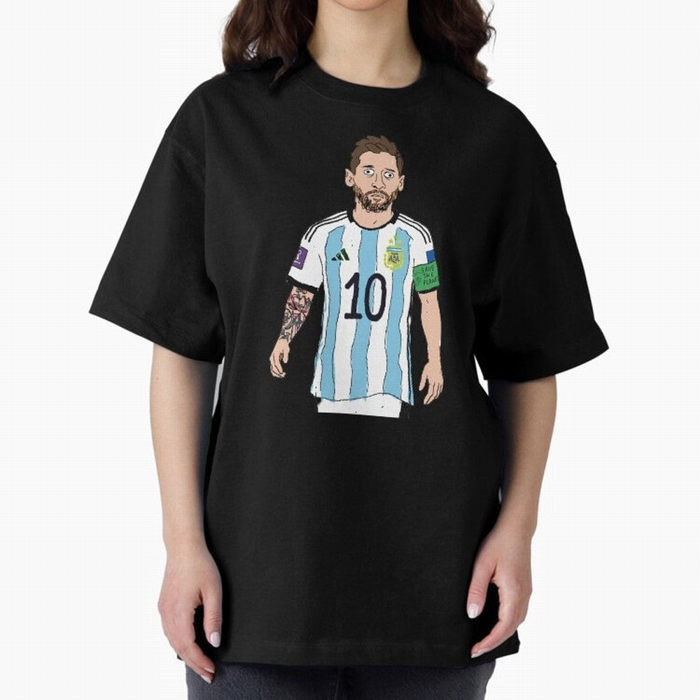 Badly Drawn Messi Classic T-Shirt Show Championship Spirit for Global Football Passion for FIFA World Cup 2026 Group Stage, with Cristiano Ronaldo, Spain, Worldwide Fan Energy, Dramatic Goals, Stadium Lights and Championship Celebrations; Ideal for
