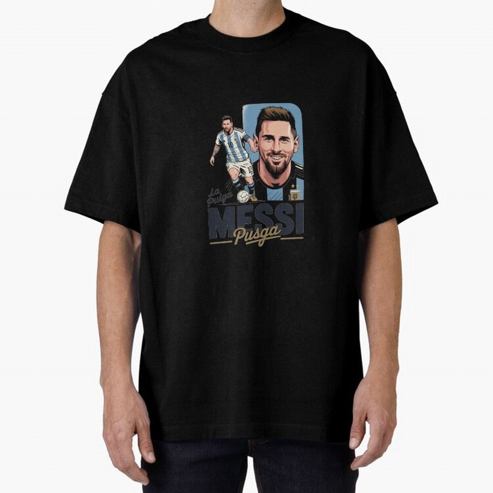 Lionel Messi Argentinian La Pulga Oversized T-Shirt Feel the Roar of FIFA World Cup 2026 Group Stage Made for Cristiano Ronaldo, France and Portugal Energy, Vintage Soccer Flavor, Modern Football Stars, National Flags and Final Night Emotion;