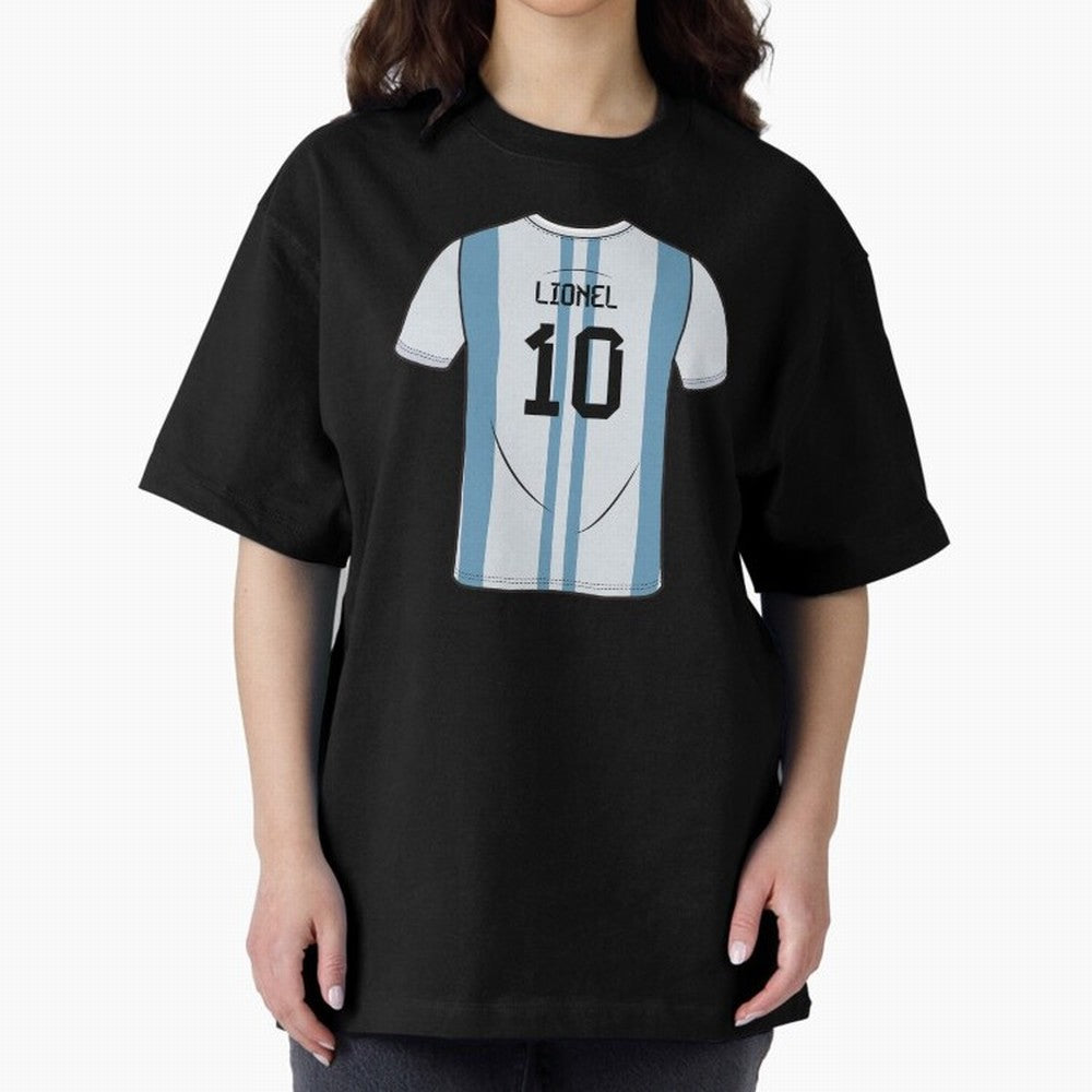 LeoMessi Jersey Illustration 2022 Oversized T-Shirt Carry FIFA World Cup 2026 USA Canada Mexico for Fans of CR7 and Brazil, Bringing Supporter Pride, Iconic Celebrations, Legendary Names and Global Match Day Energy; Perfect for People Who Love