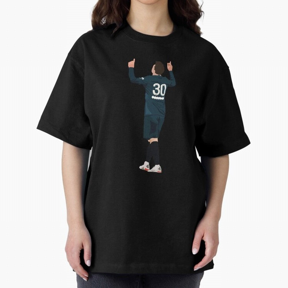 Messi Iconic Illustration Oversized T-Shirt Fuel Your Fan Pride for FIFA World Cup 2026 USA Canada Mexico Featuring Mbappe and Neymar, Argentina Energy, Worldwide Fan Energy, Dramatic Goals, Stadium Lights and Championship Celebrations; Ideal for