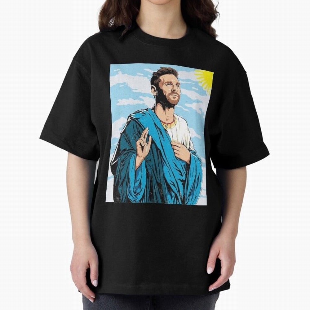 messi god Oversized T-Shirt Build FIFA World Cup 2026 Group Stage for Fans of CR7 and Spain, Bringing Worldwide Fan Energy, Dramatic Goals, Stadium Lights and Championship Celebrations; Ideal for Passionate Fans Who Love Underdog Stories, Superstar