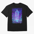 Lionel Messi (GOAT) Hologram in Futuristic Cyberpunk City (Version 5) Classic T-Shirt Live the Energy of the FIFA World Cup 2026 Group Stage Journey through Messi and Cristiano Ronaldo Highlights, Spain Pride, Soccer Culture, Superstar Moments,