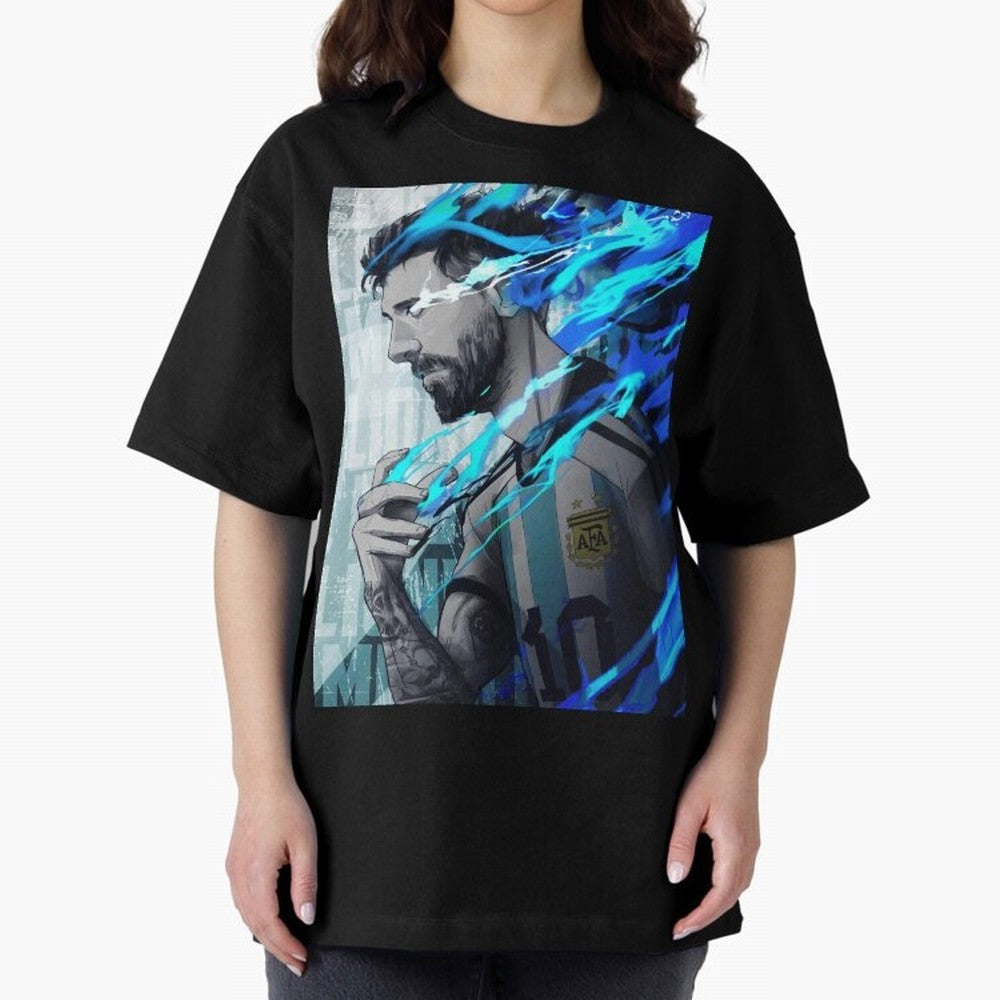 LIONEL MESSI NEW GOAL CELEBRATION ILLUSTRATION 2023 2024 Oversized T-Shirt Bring Match Day Fire to Match Day Hype around FIFA World Cup 2026, Neymar, Argentina and Brazil, Classic Soccer Heritage, Championship Pressure, Fan Loyalty and