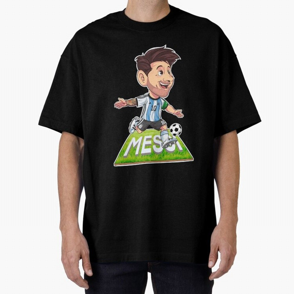 Lionel MESSI Oversized T-Shirt Honor the Football Icons of FIFA World Cup 2026 for Fans of Mbappe and Neymar and Brazil, Portugal and Argentina, Bringing Retro Football Energy, Iconic Rivalries, Trophy Chase Drama and Stadium Atmosphere; Ideal for